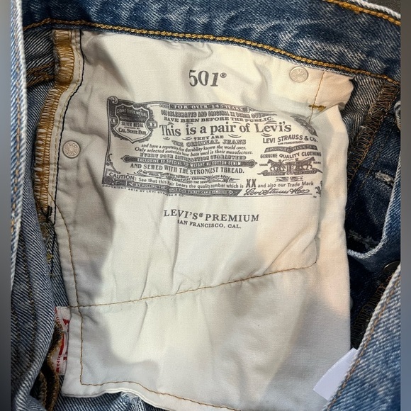 Levi’s 501 Premium Womens Distressed Button Fly High Rise Blue Jeans Sz 29/30 - Picture 10 of 15